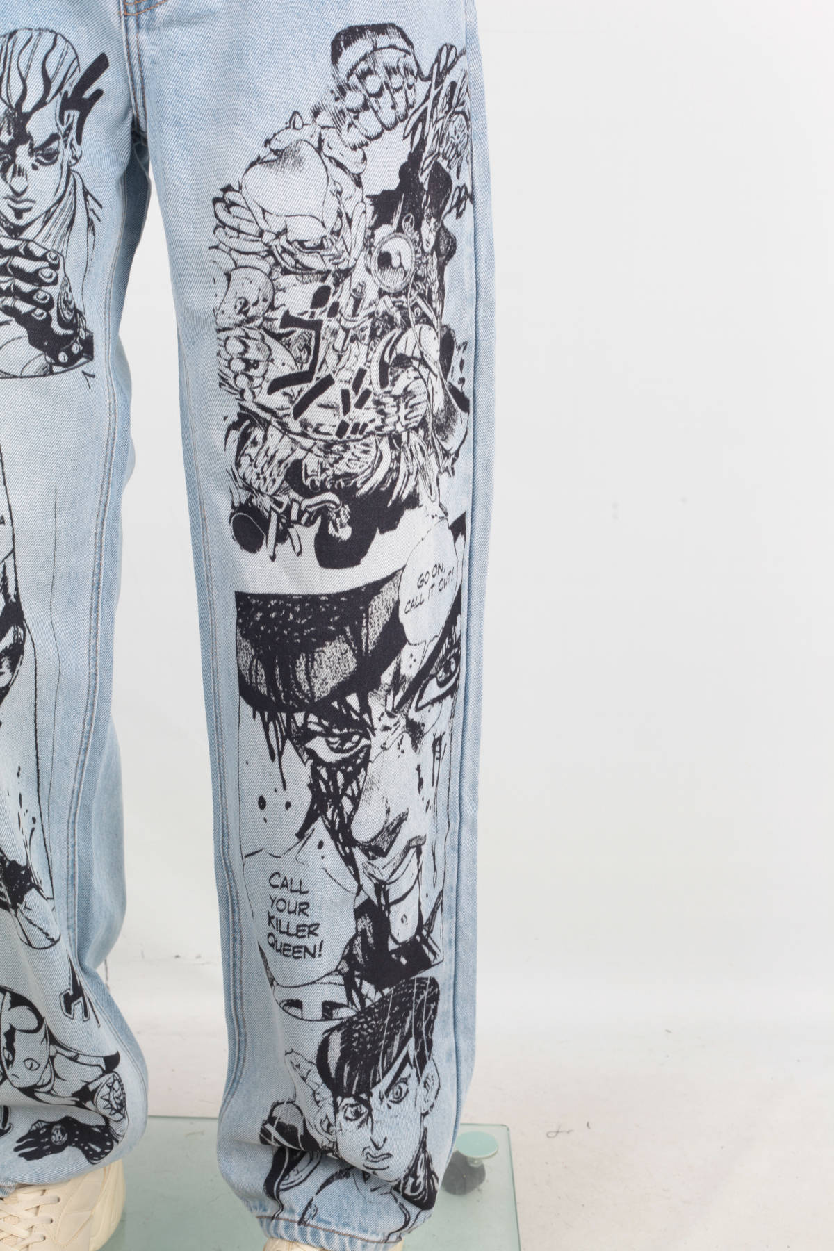 "PART4" 12oz HEAVY STRAIGHT CUT SCREENPRINTED JEANS - Image 3