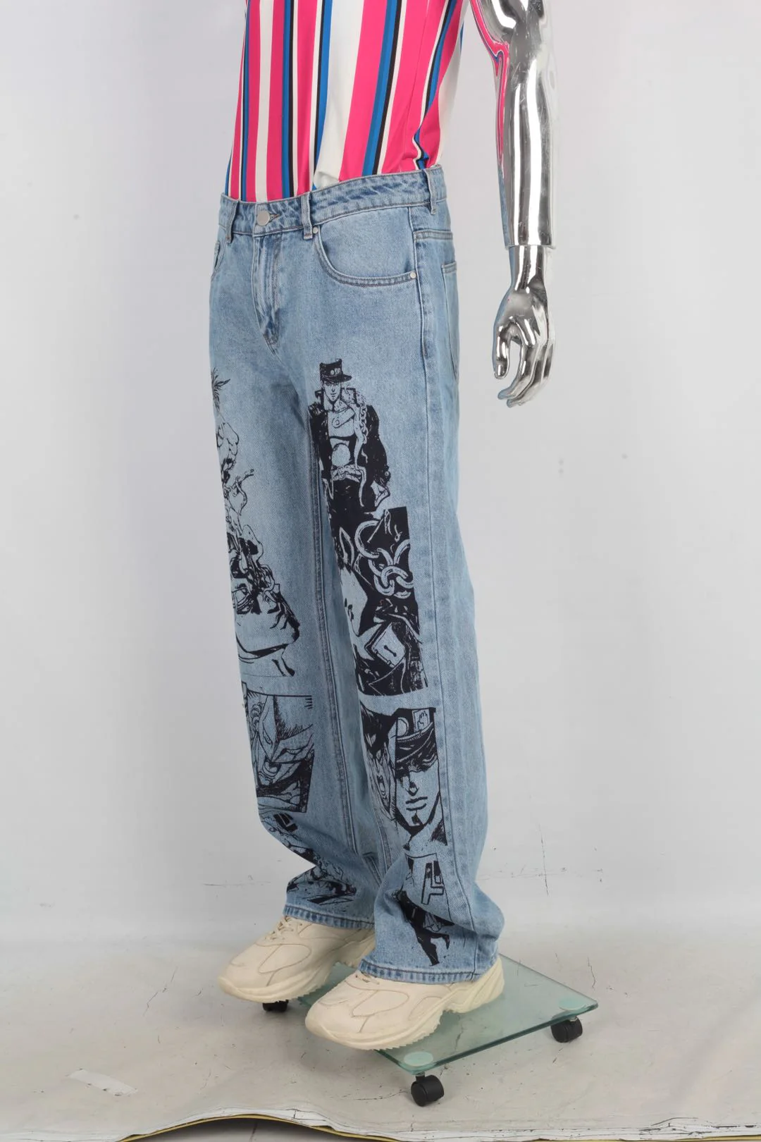 "PART3" 12oz HEAVY STRAIGHT CUT SCREENPRINTED JEANS - Image 3