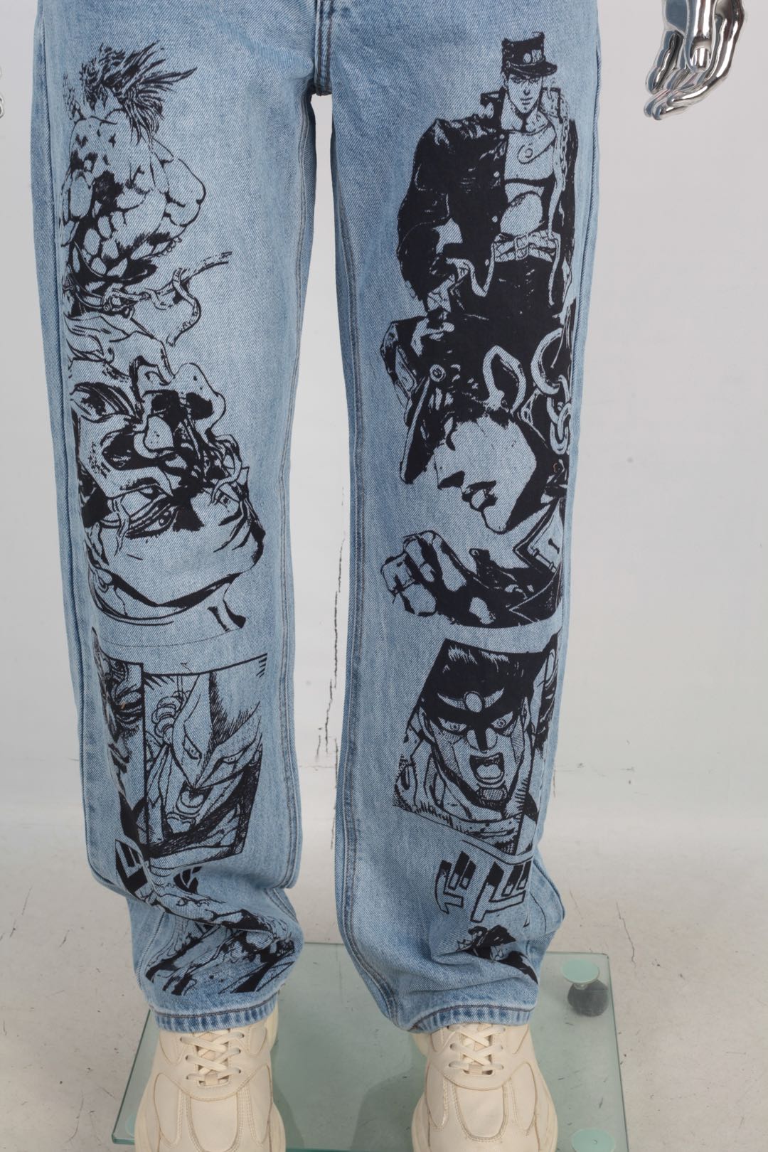 "PART3" 12oz HEAVY STRAIGHT CUT SCREENPRINTED JEANS - Image 4