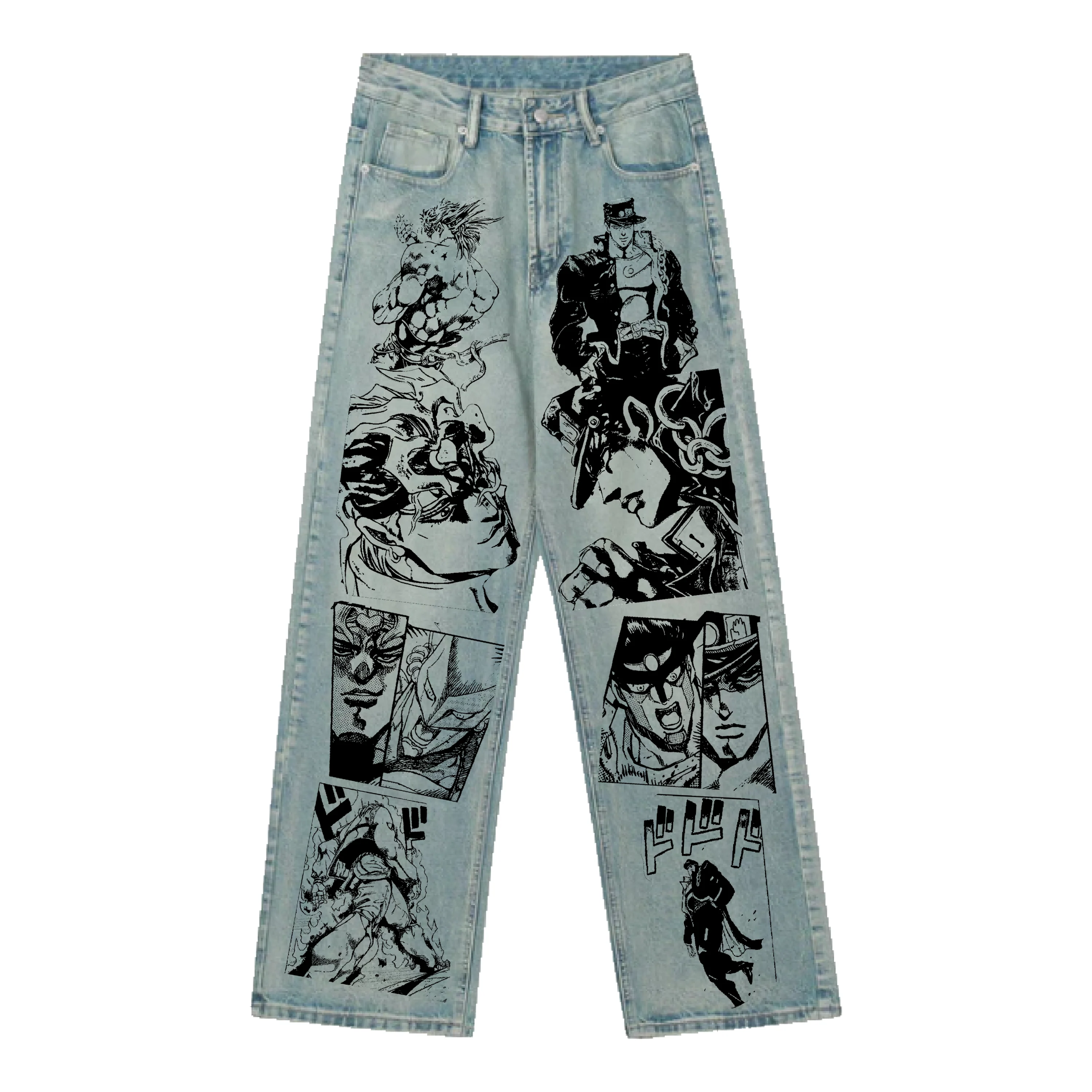 "PART3" 12oz HEAVY STRAIGHT CUT SCREENPRINTED JEANS - Image 5